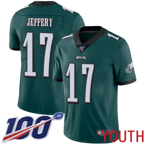 Youth Philadelphia Eagles 17 Alshon Jeffery Midnight Green Team Color Vapor Untouchable NFL Jersey Limited3